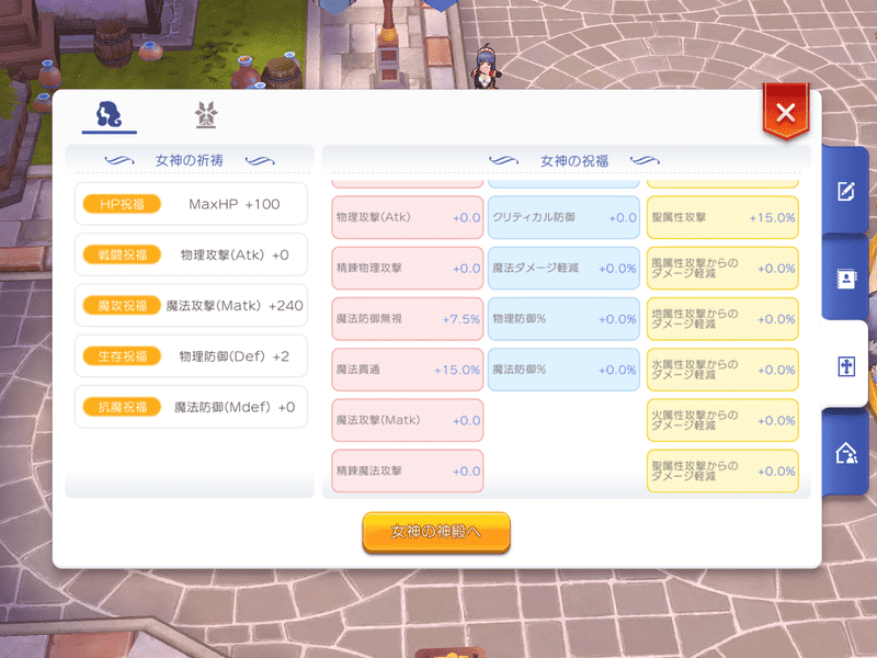 女神の祈祷・祝福